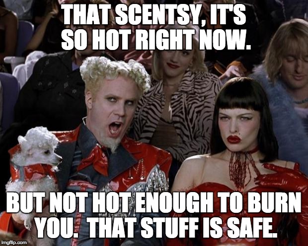 Mugatu So Hot Right Now | THAT SCENTSY, IT'S SO HOT RIGHT NOW. BUT NOT HOT ENOUGH TO BURN YOU.  THAT STUFF IS SAFE. | image tagged in memes,mugatu so hot right now | made w/ Imgflip meme maker
