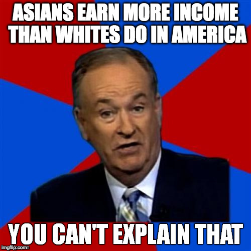 I thought it was the other way around... | ASIANS EARN MORE INCOME THAN WHITES DO IN AMERICA | image tagged in bill o'reilly you can't explain that,white privilege,asians | made w/ Imgflip meme maker