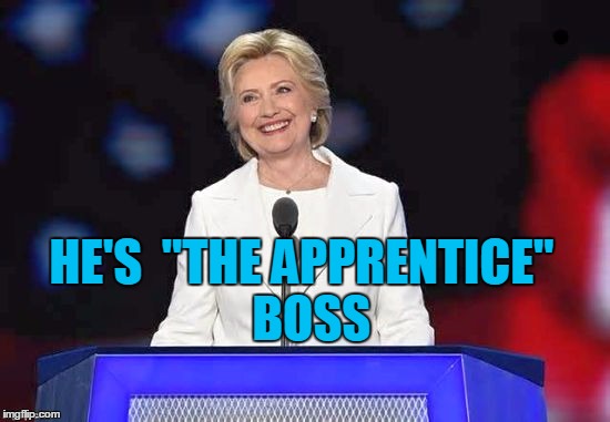 HE'S  "THE APPRENTICE"  BOSS | image tagged in hillary | made w/ Imgflip meme maker