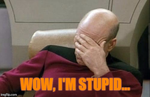 Captain Picard Facepalm Meme | WOW, I'M STUPID... | image tagged in memes,captain picard facepalm | made w/ Imgflip meme maker