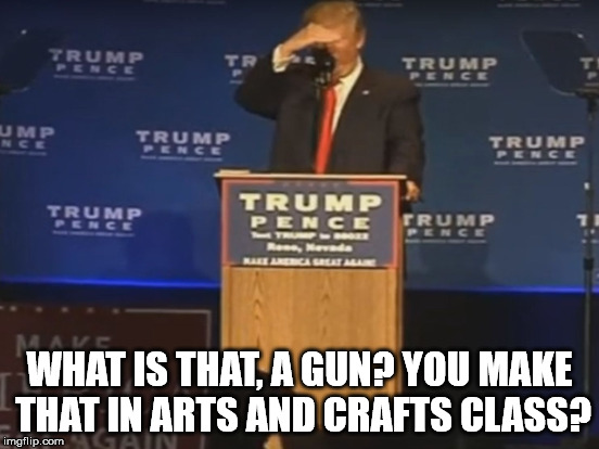 WHAT IS THAT, A GUN? YOU MAKE THAT IN ARTS AND CRAFTS CLASS? | made w/ Imgflip meme maker