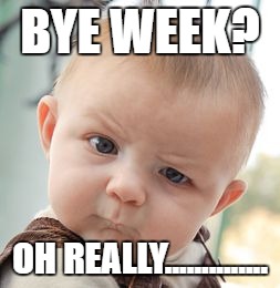 Bye Week. | BYE WEEK? OH REALLY.............. | image tagged in memes,skeptical baby,nfl,football,bye week | made w/ Imgflip meme maker