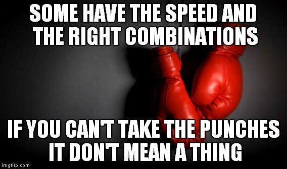SOME HAVE THE SPEED AND THE RIGHT COMBINATIONS IF YOU CAN'T TAKE THE PUNCHES IT DON'T MEAN A THING | made w/ Imgflip meme maker