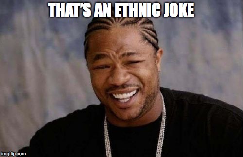 Yo Dawg Heard You Meme | THAT’S AN ETHNIC JOKE | image tagged in memes,yo dawg heard you | made w/ Imgflip meme maker