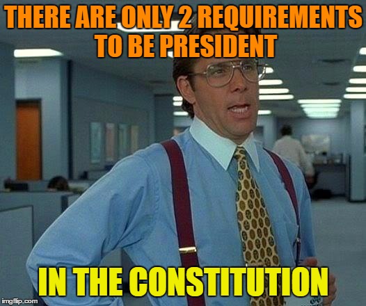 That Would Be Great Meme | THERE ARE ONLY 2 REQUIREMENTS TO BE PRESIDENT IN THE CONSTITUTION | image tagged in memes,that would be great | made w/ Imgflip meme maker