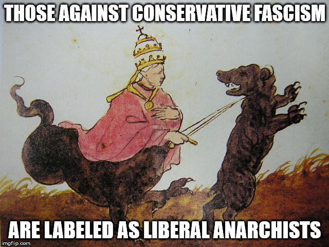 Fascist God. | THOSE AGAINST CONSERVATIVE FASCISM; ARE LABELED AS LIBERAL ANARCHISTS | image tagged in god,fascism | made w/ Imgflip meme maker