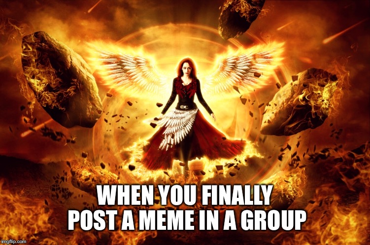 WHEN YOU FINALLY POST A MEME IN A GROUP | image tagged in phoenix | made w/ Imgflip meme maker