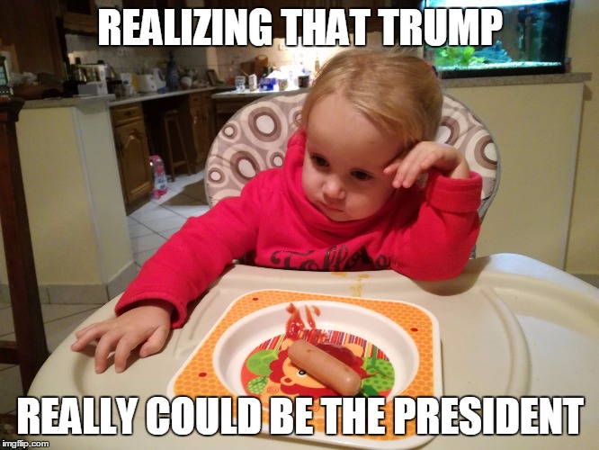 resignedly | REALIZING THAT TRUMP; REALLY COULD BE THE PRESIDENT | image tagged in resignedly | made w/ Imgflip meme maker