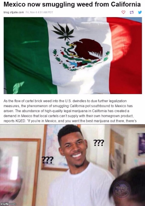 Mexico smuggling weed from California | image tagged in mexico,weed,california | made w/ Imgflip meme maker