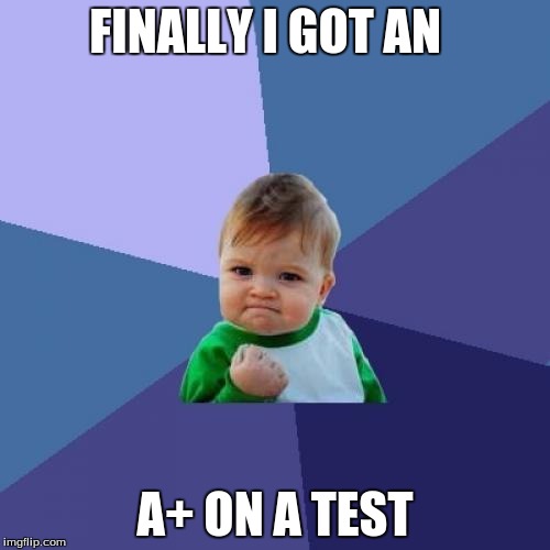 Success Kid | FINALLY I GOT AN; A+ ON A TEST | image tagged in memes,success kid | made w/ Imgflip meme maker
