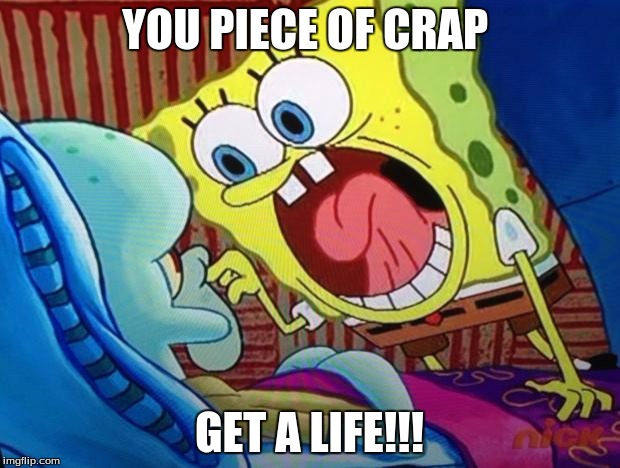 Spongebob | YOU PIECE OF CRAP; GET A LIFE!!! | image tagged in spongebob | made w/ Imgflip meme maker