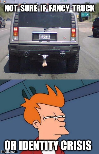 I don't get this at all | NOT  SURE  IF  FANCY  TRUCK; OR IDENTITY CRISIS | image tagged in truck,balls,futurama fry | made w/ Imgflip meme maker