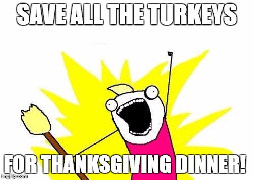 X All The Y Meme | SAVE ALL THE TURKEYS FOR THANKSGIVING DINNER! | image tagged in memes,x all the y | made w/ Imgflip meme maker