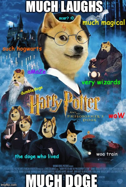 DOGELY POTTER | MUCH LAUGHS; MUCH DOGE | image tagged in doge,harry potter | made w/ Imgflip meme maker