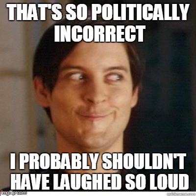 THAT'S SO POLITICALLY INCORRECT I PROBABLY SHOULDN'T HAVE LAUGHED SO LOUD | made w/ Imgflip meme maker