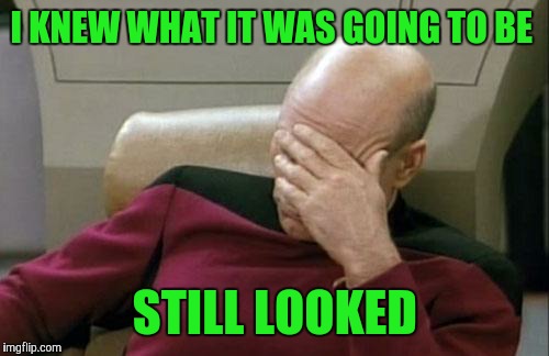 Captain Picard Facepalm Meme | I KNEW WHAT IT WAS GOING TO BE STILL LOOKED | image tagged in memes,captain picard facepalm | made w/ Imgflip meme maker