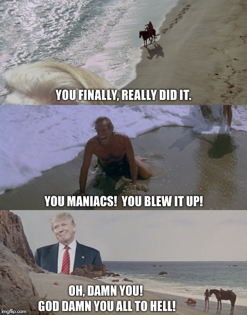 Planet of Donald Trump | image tagged in planet of trump,donald trump,trump,planet of the apes,charlton heston,heston | made w/ Imgflip meme maker