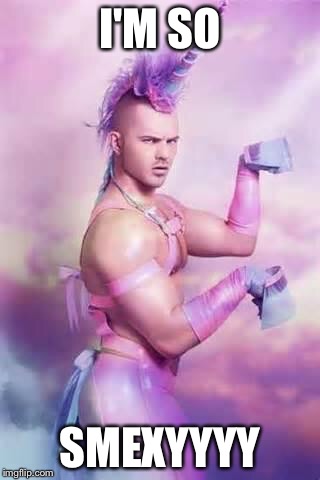 Gay Unicorn | I'M SO; SMEXYYYY | image tagged in gay unicorn | made w/ Imgflip meme maker