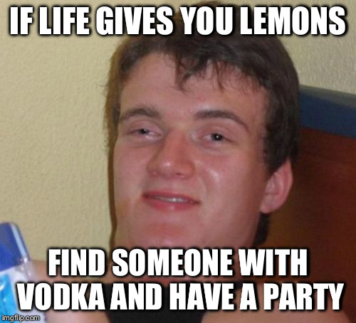 10 Guy Meme | IF LIFE GIVES YOU LEMONS; FIND SOMEONE WITH VODKA AND HAVE A PARTY | image tagged in memes,10 guy | made w/ Imgflip meme maker