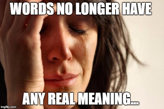 First World Problems Meme | WORDS NO LONGER HAVE ANY REAL MEANING... | image tagged in memes,first world problems | made w/ Imgflip meme maker