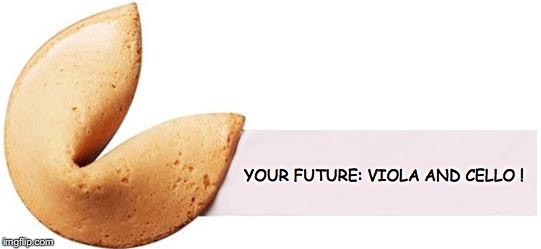 YOUR FUTURE: VIOLA AND CELLO ! | image tagged in fortune cookie | made w/ Imgflip meme maker