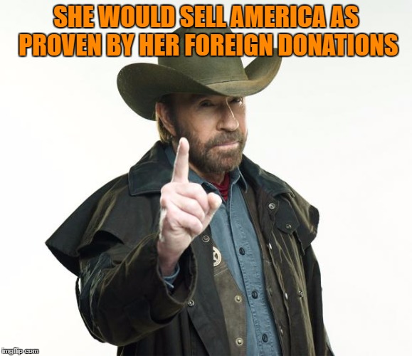 SHE WOULD SELL AMERICA AS PROVEN BY HER FOREIGN DONATIONS | made w/ Imgflip meme maker