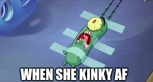 Kinky plankton  | WHEN SHE KINKY AF | image tagged in plankton,funny,kinky,spongebob | made w/ Imgflip meme maker