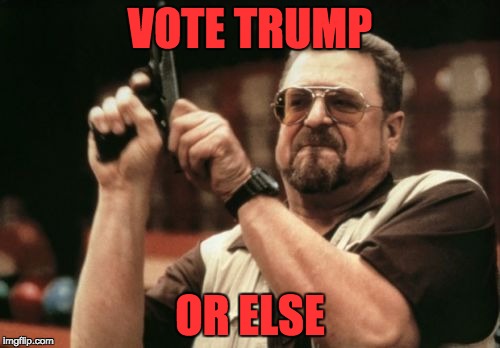 Am I The Only One Around Here | VOTE TRUMP; OR ELSE | image tagged in memes,am i the only one around here | made w/ Imgflip meme maker