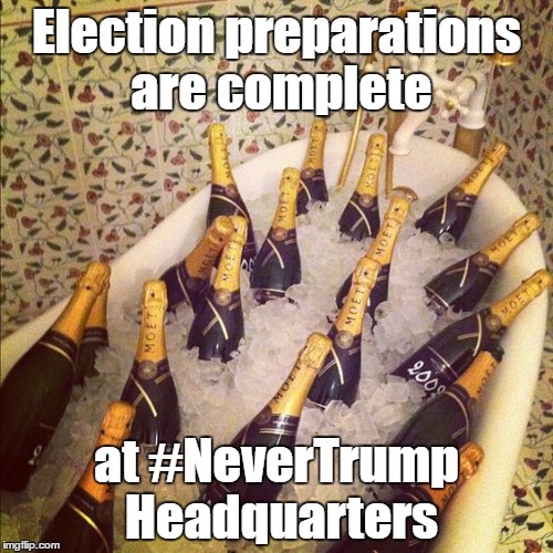 Champagne Bathtub | Election preparations are complete; at #NeverTrump Headquarters | image tagged in champagne bathtub | made w/ Imgflip meme maker