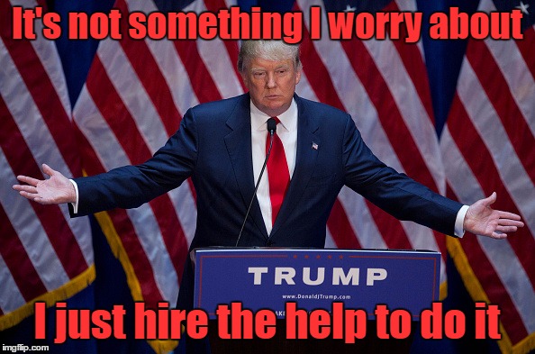 Trump Bruh | It's not something I worry about I just hire the help to do it | image tagged in trump bruh | made w/ Imgflip meme maker