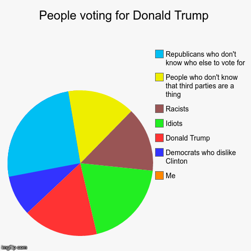 People Voting for Donald Trump | image tagged in funny,pie charts,trump,hillary,politics | made w/ Imgflip chart maker
