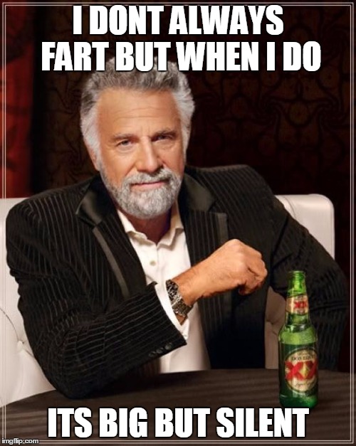 The Most Interesting Man In The World Meme | I DONT ALWAYS FART BUT WHEN I DO; ITS BIG BUT SILENT | image tagged in memes,the most interesting man in the world | made w/ Imgflip meme maker