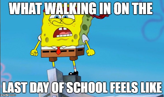 WHAT WALKING IN ON THE; LAST DAY OF SCHOOL FEELS LIKE | image tagged in last day of school | made w/ Imgflip meme maker