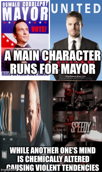 How original  | A MAIN CHARACTER RUNS FOR MAYOR; WHILE ANOTHER ONE'S MIND IS CHEMICALLY ALTERED CAUSING VIOLENT TENDENCIES | image tagged in funny | made w/ Imgflip meme maker