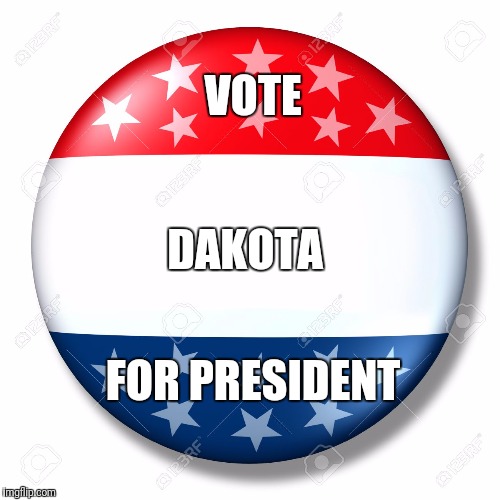 Blank for president | VOTE; DAKOTA; FOR PRESIDENT | image tagged in blank for president | made w/ Imgflip meme maker