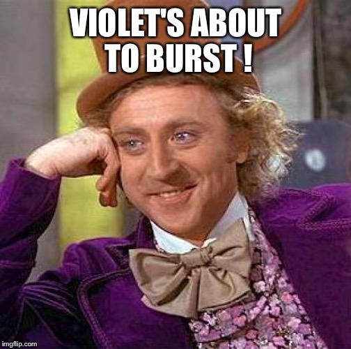 Creepy Condescending Wonka Meme | VIOLET'S ABOUT TO BURST ! | image tagged in memes,creepy condescending wonka | made w/ Imgflip meme maker