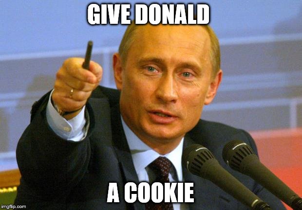 Good Guy Putin | GIVE DONALD; A COOKIE | image tagged in memes,good guy putin | made w/ Imgflip meme maker