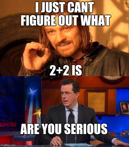 seriously | I JUST CANT FIGURE OUT WHAT; 2+2 IS; ARE YOU SERIOUS | image tagged in lolz,stupidity | made w/ Imgflip meme maker