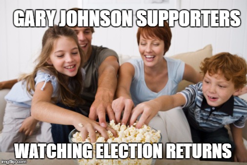 Gary Johnson Supporters Watching Election Returns |  GARY JOHNSON SUPPORTERS; WATCHING ELECTION RETURNS | image tagged in gary johnson,feel the johnson,election results,trump,hillary clinton | made w/ Imgflip meme maker