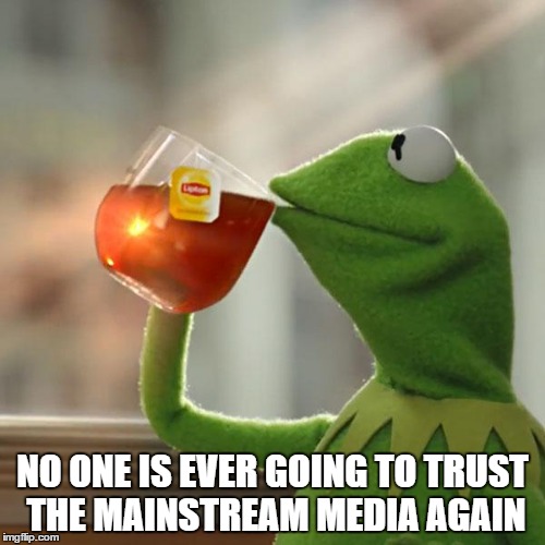 But That's None Of My Business | NO ONE IS EVER GOING TO TRUST THE MAINSTREAM MEDIA AGAIN | image tagged in memes,but thats none of my business,kermit the frog | made w/ Imgflip meme maker