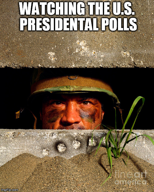  WATCHING THE U.S. PRESIDENTAL POLLS | image tagged in us election | made w/ Imgflip meme maker