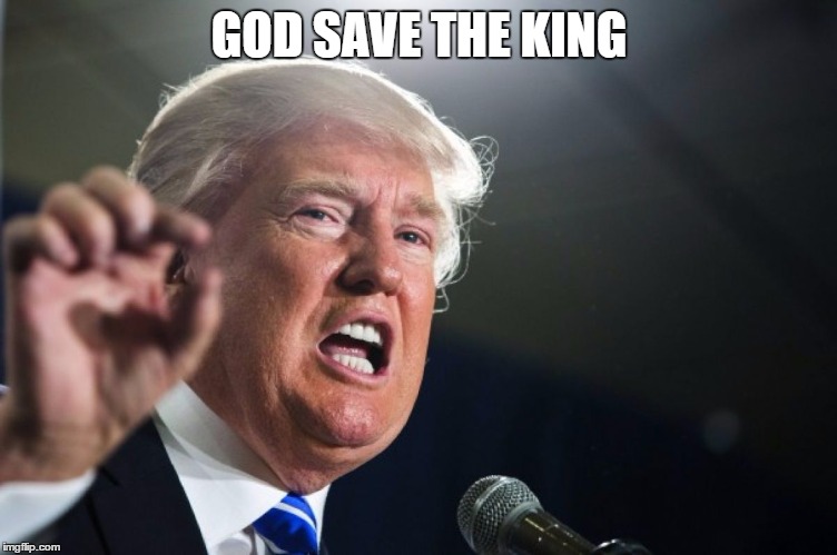 donald trump | GOD SAVE THE KING | image tagged in donald trump | made w/ Imgflip meme maker