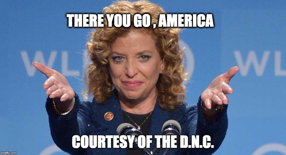 THERE YOU GO , AMERICA; COURTESY OF THE D.N.C. | image tagged in dws | made w/ Imgflip meme maker