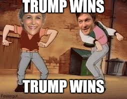 TRUMP WINS; TRUMP WINS | image tagged in trump dance | made w/ Imgflip meme maker