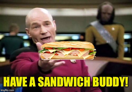 I must reach supreme KOINK!!! | HAVE A SANDWICH BUDDY! | image tagged in memes,picard wtf,sandwich,dank memes,funny memes | made w/ Imgflip meme maker