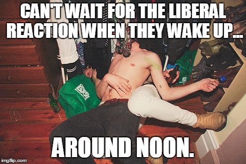 Sleeping Libs | CAN'T WAIT FOR THE LIBERAL REACTION WHEN THEY WAKE UP... AROUND NOON. | image tagged in liberals | made w/ Imgflip meme maker