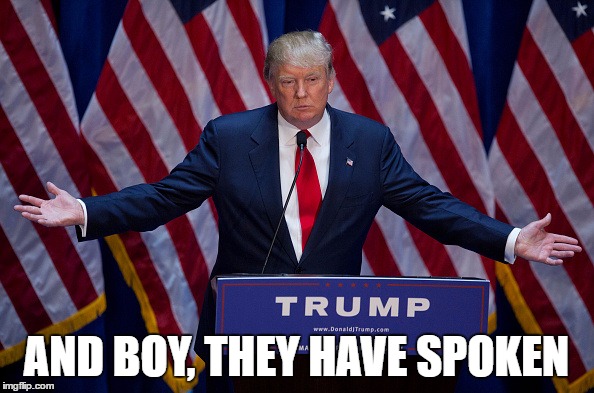 Trump Bruh | AND BOY, THEY HAVE SPOKEN | image tagged in trump bruh | made w/ Imgflip meme maker