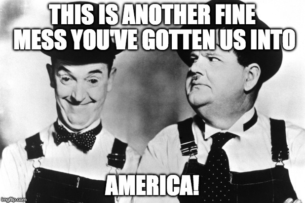 THIS IS ANOTHER FINE MESS YOU'VE GOTTEN US INTO; AMERICA! | image tagged in american election,america,donald trump,president 2016 | made w/ Imgflip meme maker