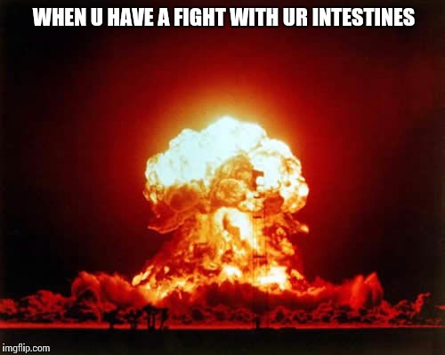 Nuclear Explosion Meme | WHEN U HAVE A FIGHT WITH UR INTESTINES | image tagged in memes,nuclear explosion | made w/ Imgflip meme maker