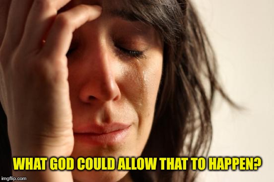 First World Problems Meme | WHAT GOD COULD ALLOW THAT TO HAPPEN? | image tagged in memes,first world problems | made w/ Imgflip meme maker